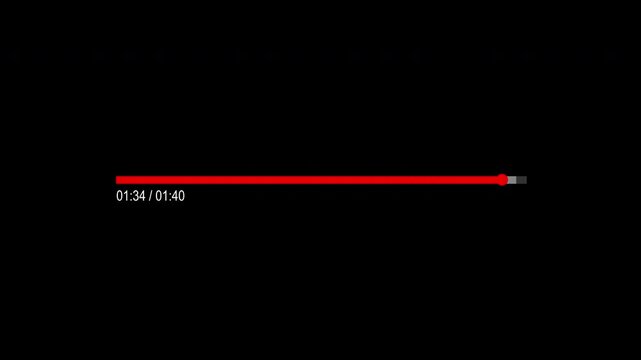 Digital red media player progress bar motion graphic element