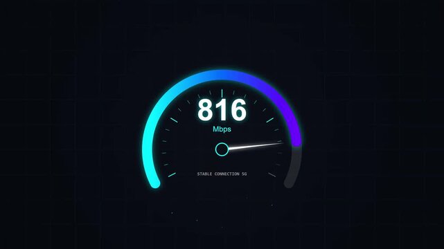 High Speed Internet Download Bandwidth Performance Test Gauge and Meter Animation