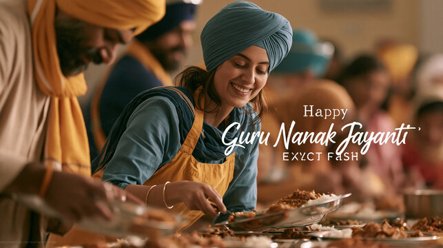 Happy Guru Nanak Jayanti: Sikh Community Serving Food at Langar - Unity, Service, Celebration