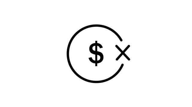 Animated dollar sign with checkmark and cross for financial transaction success and failure concepts