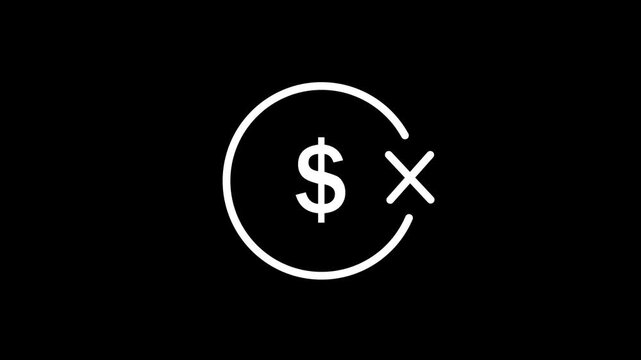 Animated dollar sign with checkmark and cross for financial transaction success and failure concepts