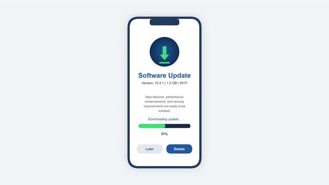 Mobile Phone Software Update and App Download Interface Animation