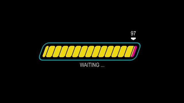 Futuristic neon yellow pink progress bar motion graphic