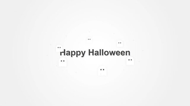 Cute simple ghosts with Happy Halloween text on white background