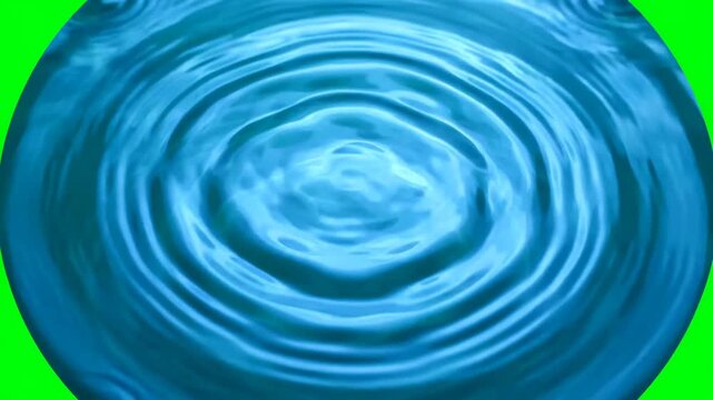 Concentric water ripple rings expanding on green screen