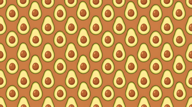 Sliced avocado halves seamless food pattern.