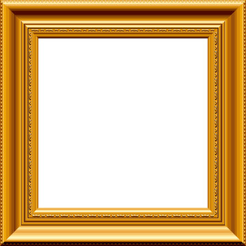 beautiful realistic empty square gilded gold picture painting frame template portrait vector isolated on transparent background for social media
