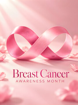 A beautiful pink ribbon with gentle flowers represents optimism and encouragement for those impacted by breast cancer and ongoing research initiatives