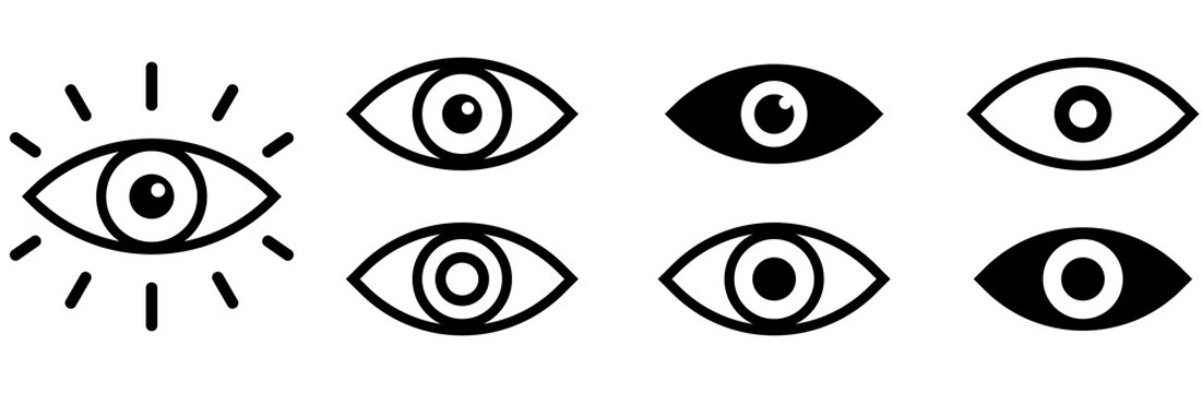 Eye icon set. Eyesight symbol. Retina scan eye icons. Simple eyes collection. Eye silhouette - stock vector.