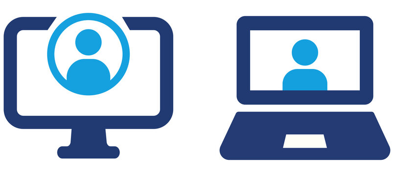 User admin computer on computer vector icon set. Administrator system symbol