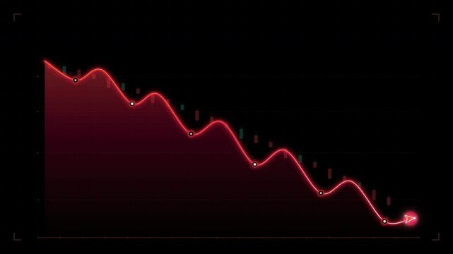 Red stock market graph showing a sharp decline in value over time.