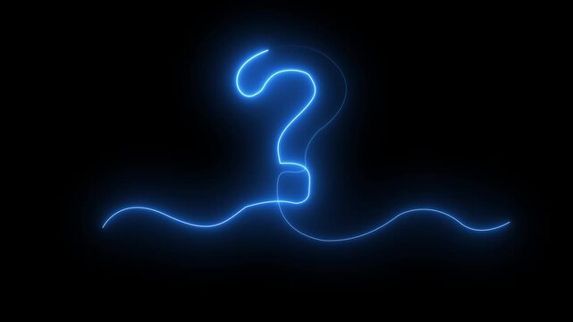 Question mark neon sign light on black background. Quiz trivia game competition. neon question mark frame for quizzes.