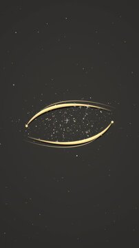 Two gold calligraphic swashes framing centre copy space, charcoal title background animation, vertical