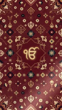 Guru Nanak Jayanti Background with Ek Onkar and Khanda Symbols