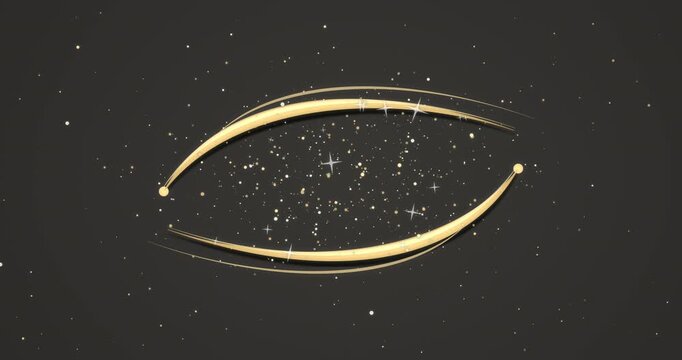 Gold glitter swash title background on charcoal, motion graphics, seamless 4K loop