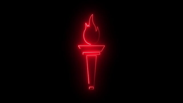 Olympic torch glowing flame graphic element for transparent background. 4k motion graphic animation.