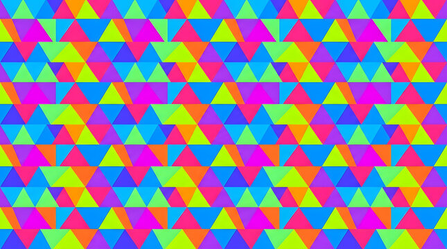 Vibrant multicolored geometric triangle mosaic seamless pattern.