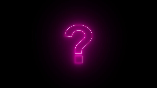 Glowing pink neon question mark icon.