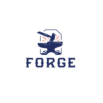 Forge Hammer Illustration Vector Logo Icon