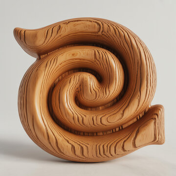 Wooden spiral koru carving symbol of new life