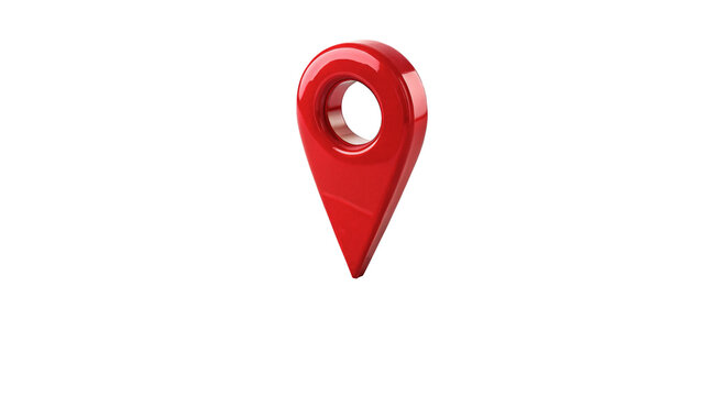 Red metallic glossy map pointer pin location marker isolated on transparent background