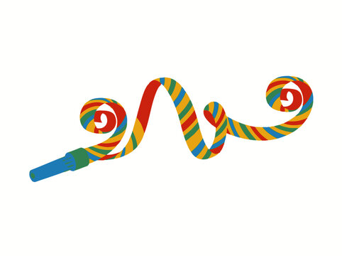 Colorful coiled party streamer with tassel