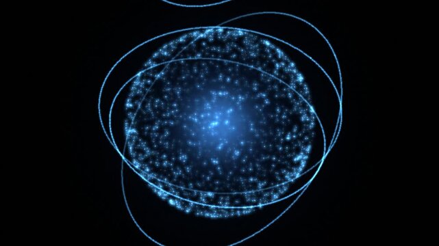 Quantum Core Qubit Sphere Rotating Particle Atom Dark Technology Background Loop 4K