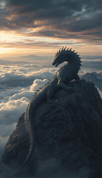 dragon at sunset
