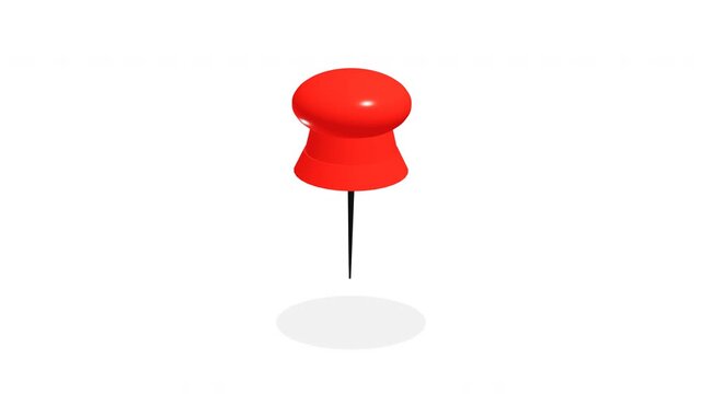 Red push pin animated icon for maps and office presentation