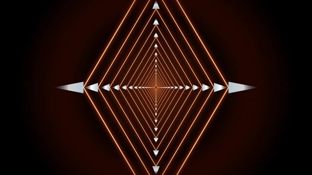 Abstract geometric tunnel with glowing light and linear patterns moving inward