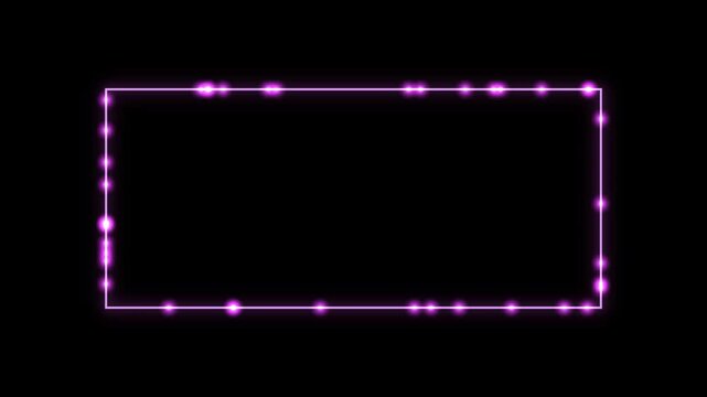 Neon purple glowing rectangular frame with pulsing light particles overlay rectangle border