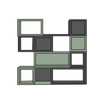 Modern wall shelf with empty boxes illustration