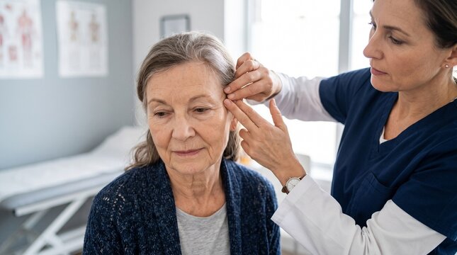 Doctor Examining Temporal Artery for Giant Cell Arteritis