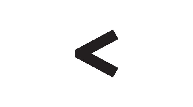Black chevron angle bracket shape against a white background silhouette