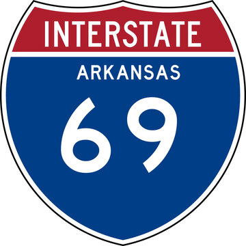 Interstate Sign 69 Arkansas Transparent Background Highway Road Badge Emblem.