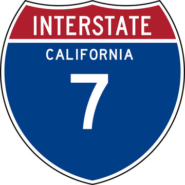Interstate Sign 7 California Transparent Background Highway Road Badge Emblem.