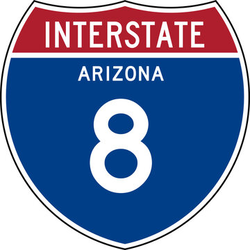 Interstate Sign 8 Arizona Transparent Background Highway Road Badge Emblem.
