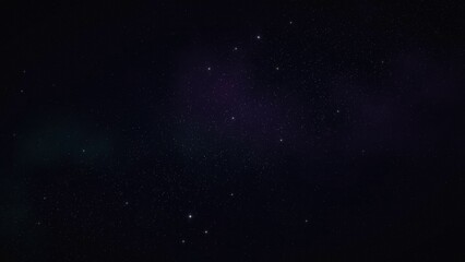 Deep space star field with distant stars and purple nebula glow © Allen