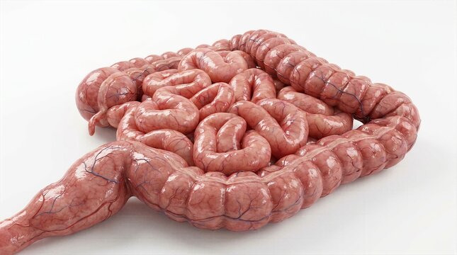 Detailed anatomical model of human gastrointestinal tract isolated on white