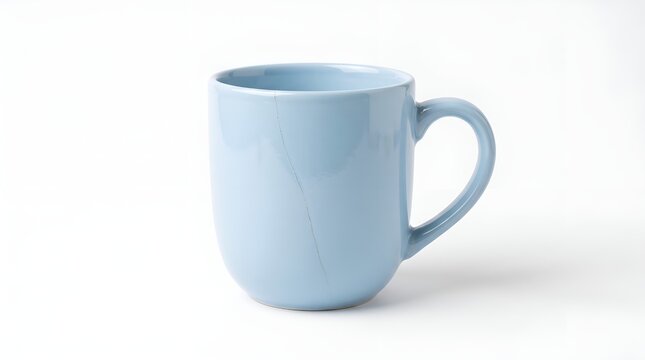 Simple light blue ceramic coffee mug isolated on a white background.
