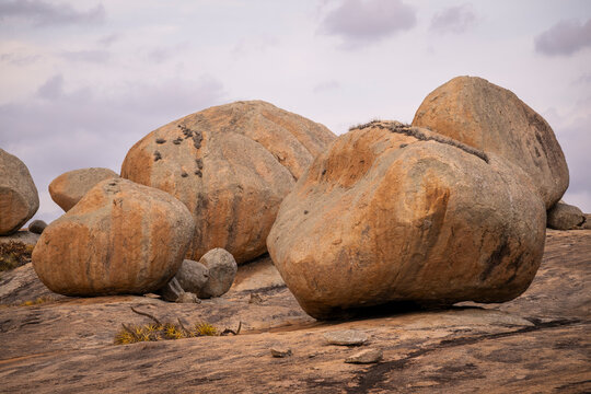 beautiful view to rocky boulders over plateau in Lajedo de Pai Mateus
