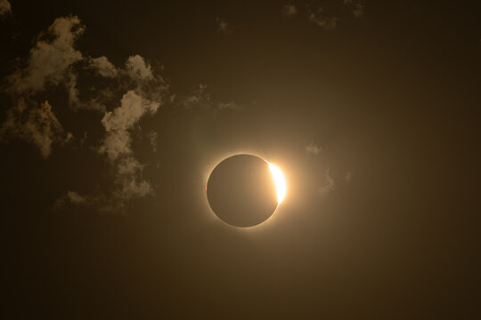Solar Eclipse with Prominences from Espejo, Alava, Spain
