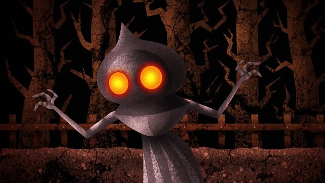 flatwoods monster running through a dark forest at night