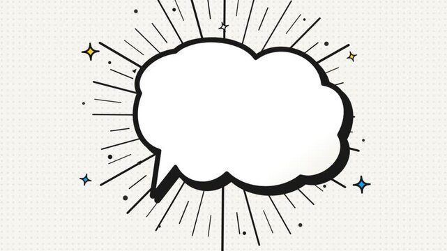 Comic speech bubble animation with burst lines and stars