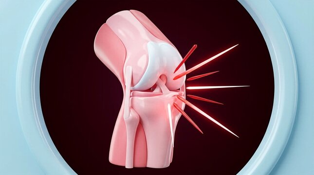 Lateral view of bending knee showing severe pain spikes