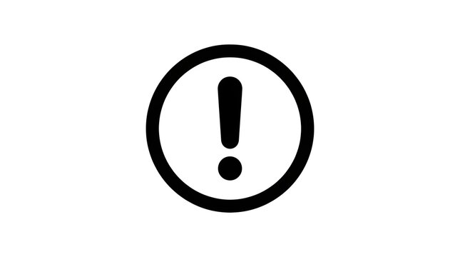 Black exclamation mark inside a circle symbol representing a warning alert sign for digital interfaces and web design