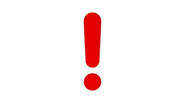 Simple red exclamation mark icon used for important alert warning notification or attention alert sign digital graphic