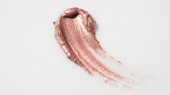 Rose gold metallic makeup swatch isolated on white background