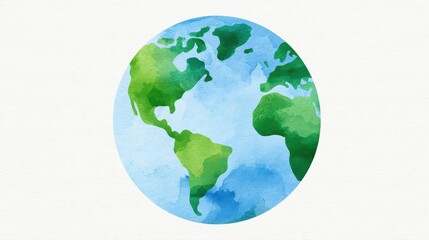 Fototapeta premium Blue planet flat design front view clean environment theme water color Triadic Color Scheme. 