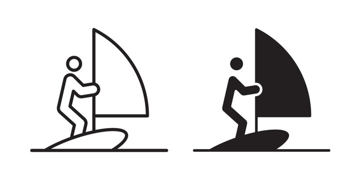 Windsurf icon flat outline in black